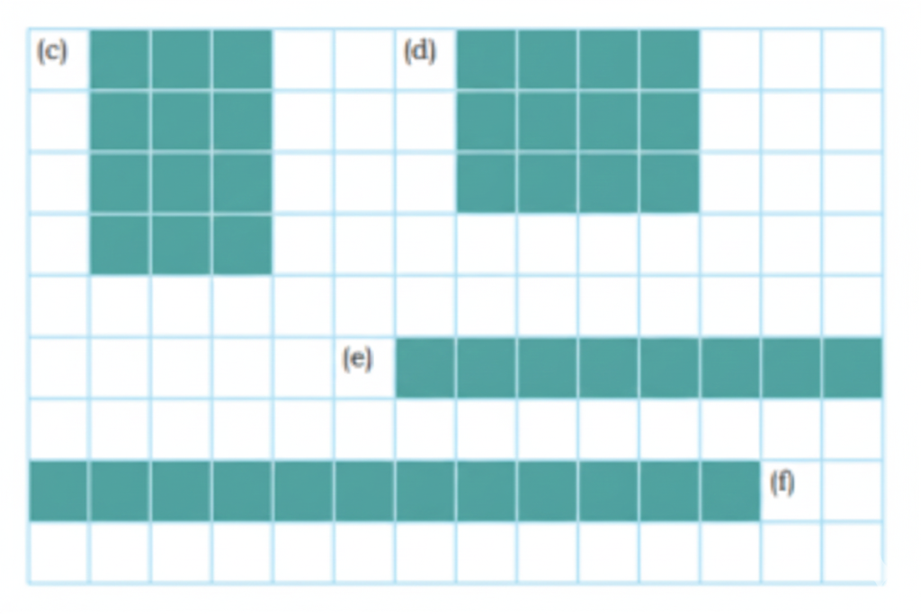 Tick the shapes with the same area