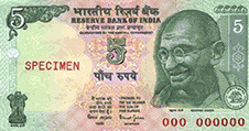 A 5 rupees note