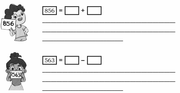 (e) Find two numbers such that their sum is 856. Find another two numbers such that