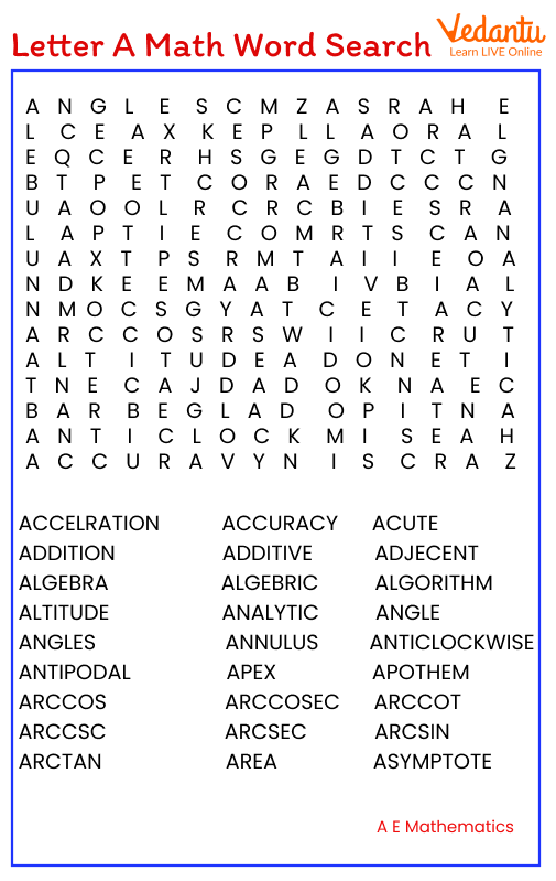 Some mathematical words starting with A