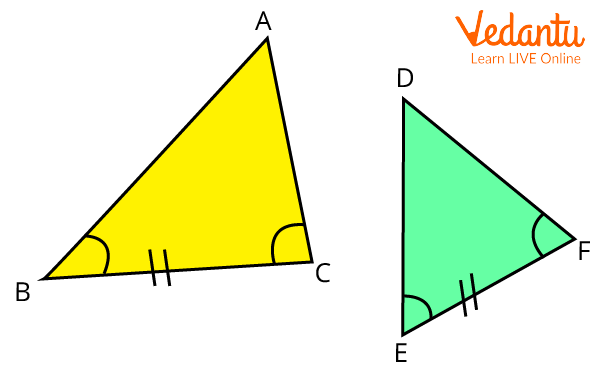 Triangles ABC and DEF for ASA Theorem