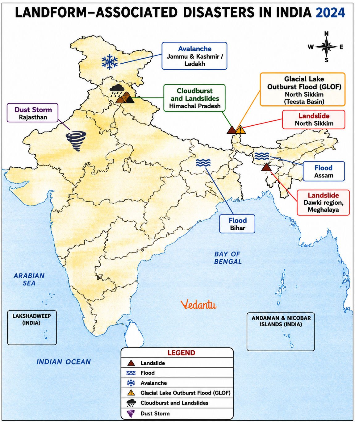 Landform - associated disasters in india 2024
