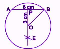 Draw a circle in which a chord of 6 cm length stands at a distance of 3 cm from the centre..png