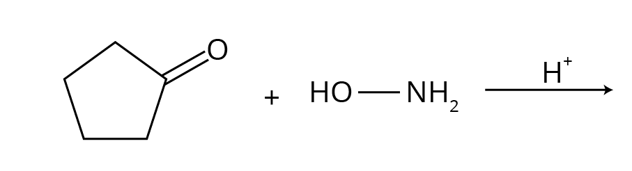 reaction of cyclopentanone with hydroxyl amine in acidic conditions forms cyclopentanone oxime