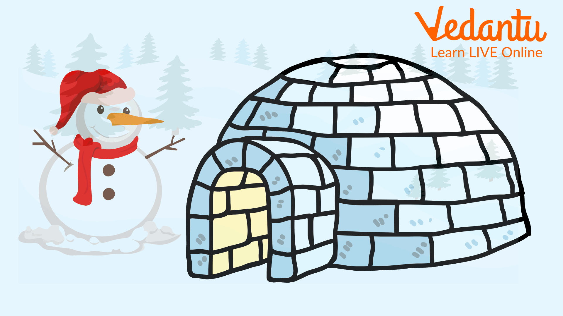 Illustrating a snowman living in the igloo