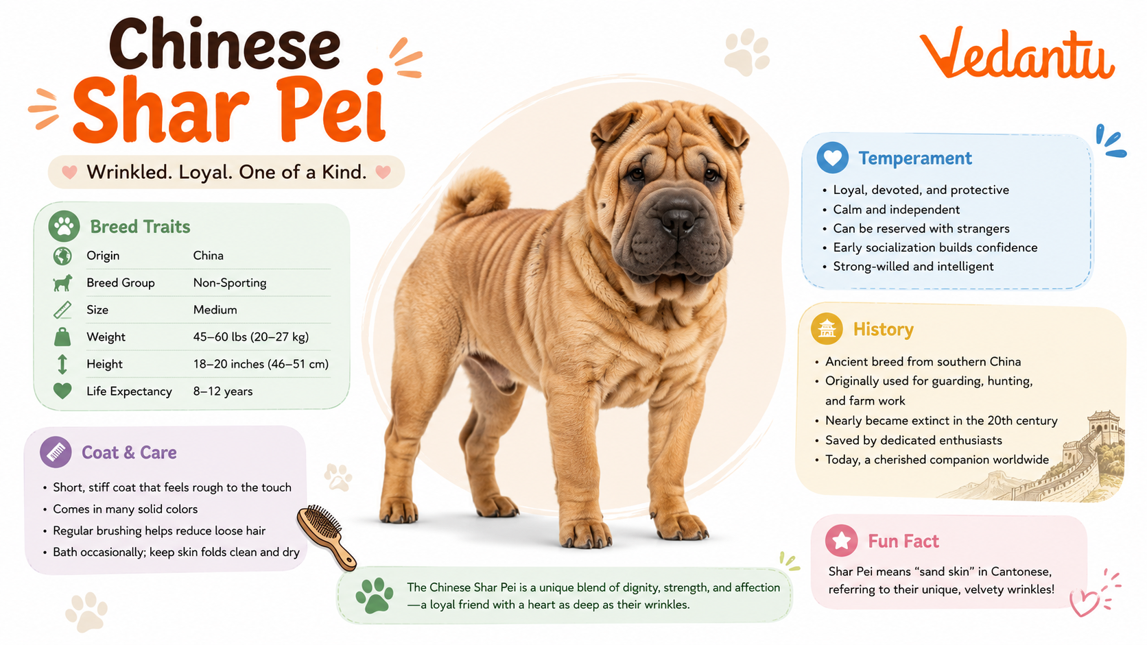 Chinese Shar Pei dog with deep wrinkles and curled tail