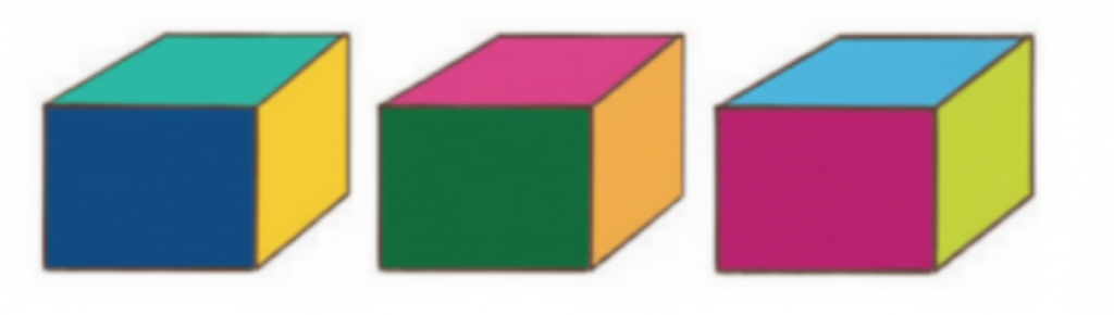 three different views of the same cube