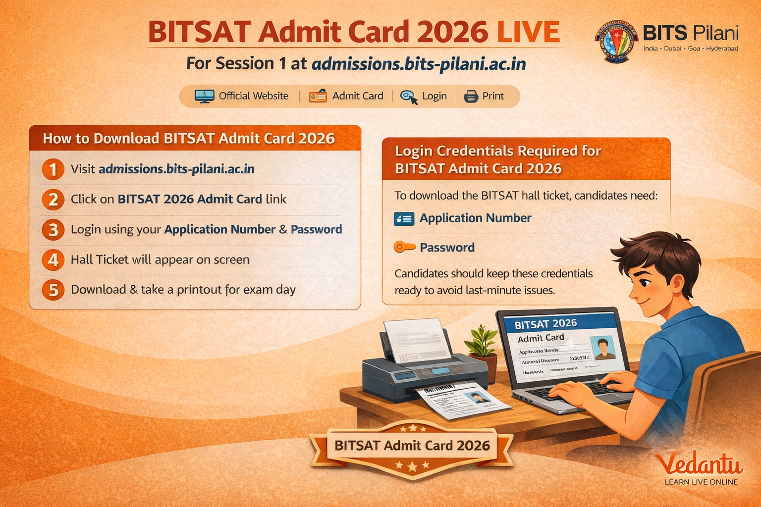 BITSAT Admit Card 2026 Live