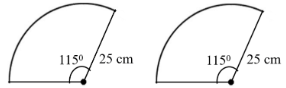 A car has two wipers which do not overlap. Each wiper has blade of length 25 cm sweeping through an angle of 115°