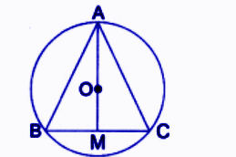 ∆ABC is an isosceles triangle inscribed in a circle with centre O, where AB = AC..png