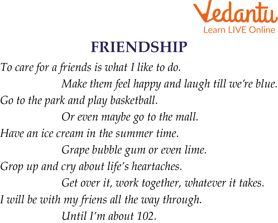 friendship poems for kindergarten