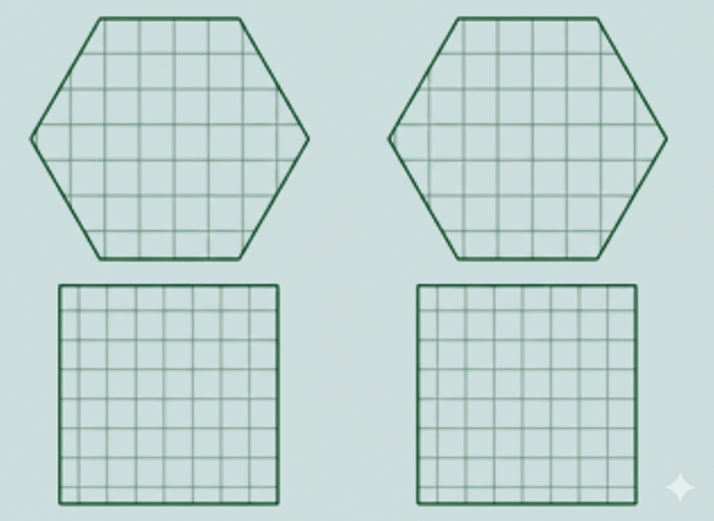 Bablu Chacha makes beautiful tiles of the kinds shown below. Design creative tiles of your own in the spaces given below. You may use a rangometry kit or shape cutouts.