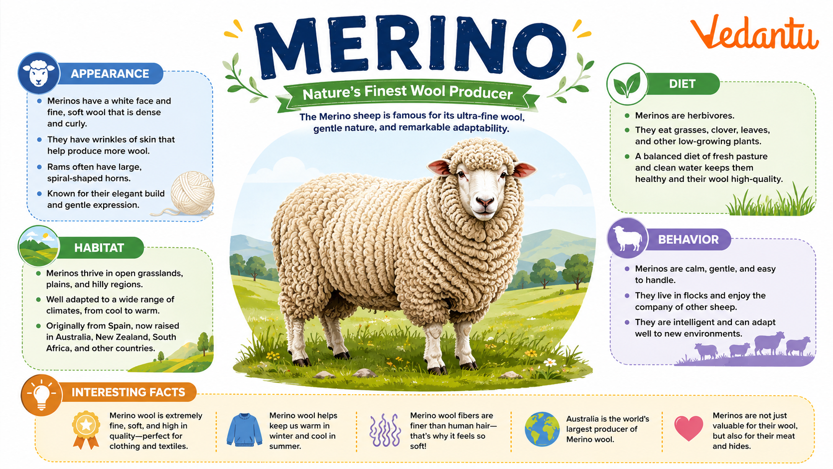 Merino sheep with thick wool coat