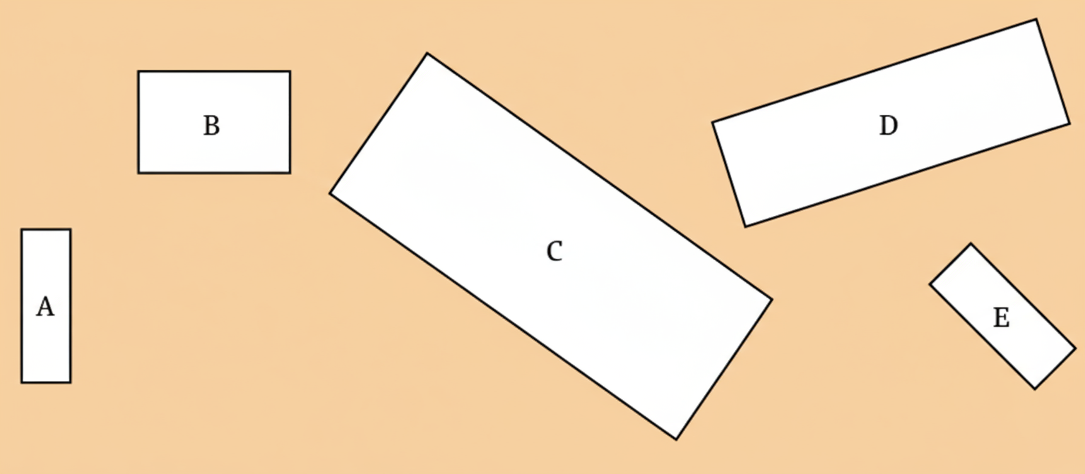 Look at the following rectangles. Which rectangles are similar to each other? You can verify this by measuring the width and height using a scale and comparing their ratios.