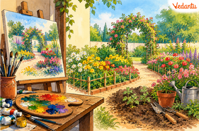 the illustration comparing a painting with a garden
