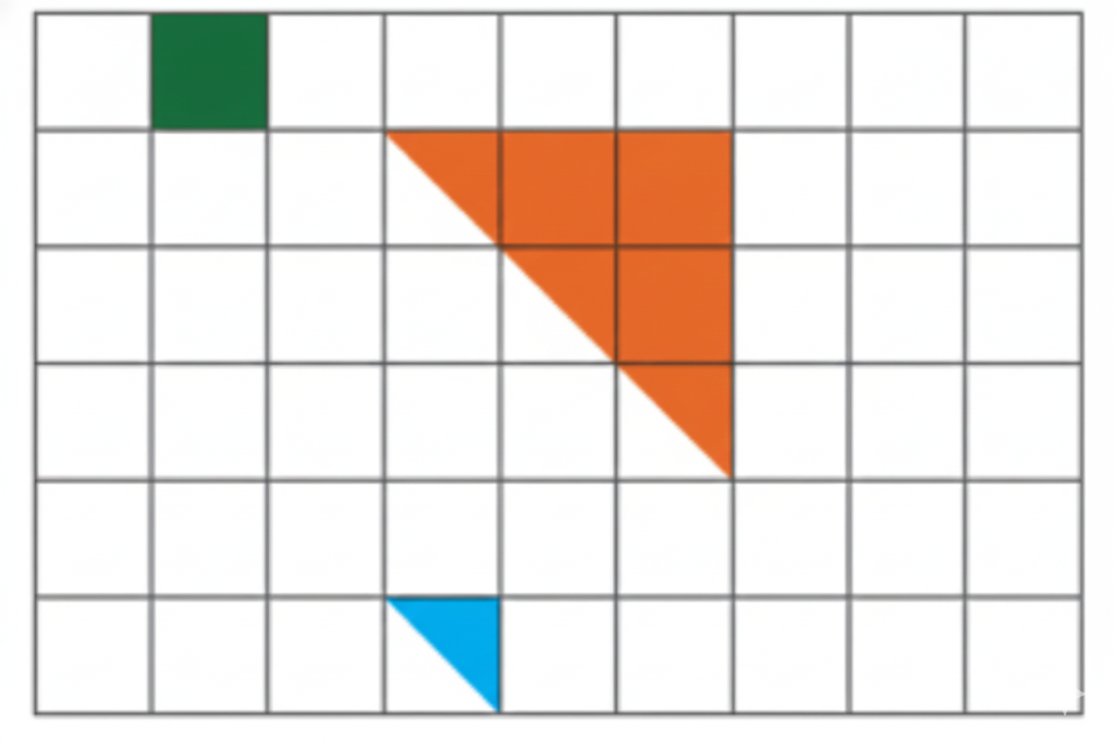 Preetha is playing with tiles. She covers her desk with different shapes