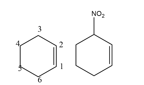 Structure of cyclohexene and 3-nitrocyclohexene