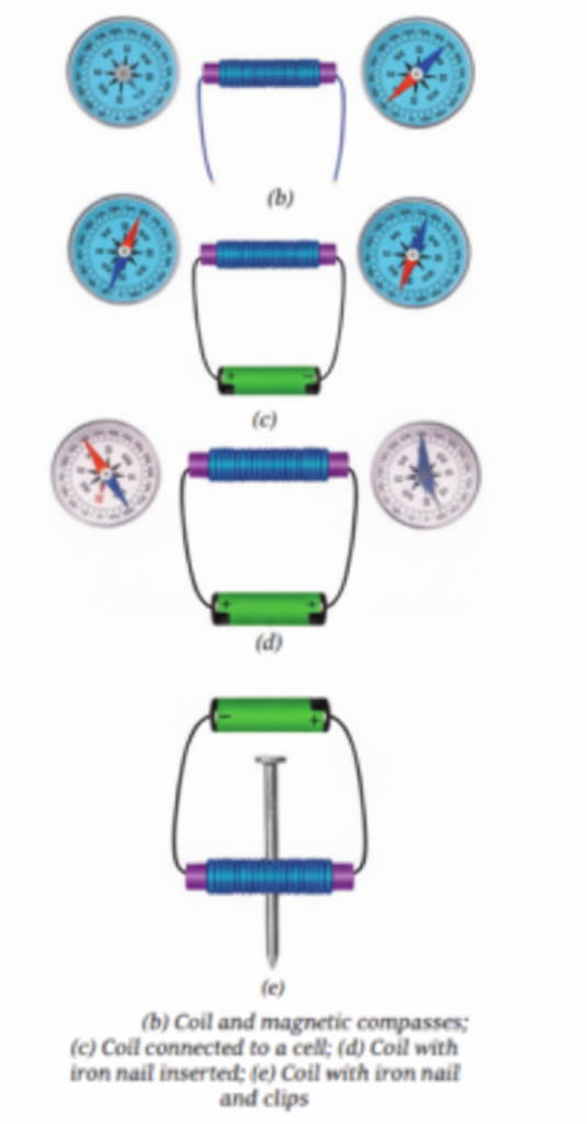 Coil and magnetic compasses