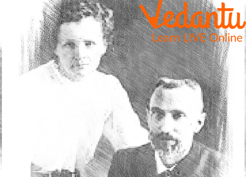 An Image of Pierre Curie and Marie Curie
