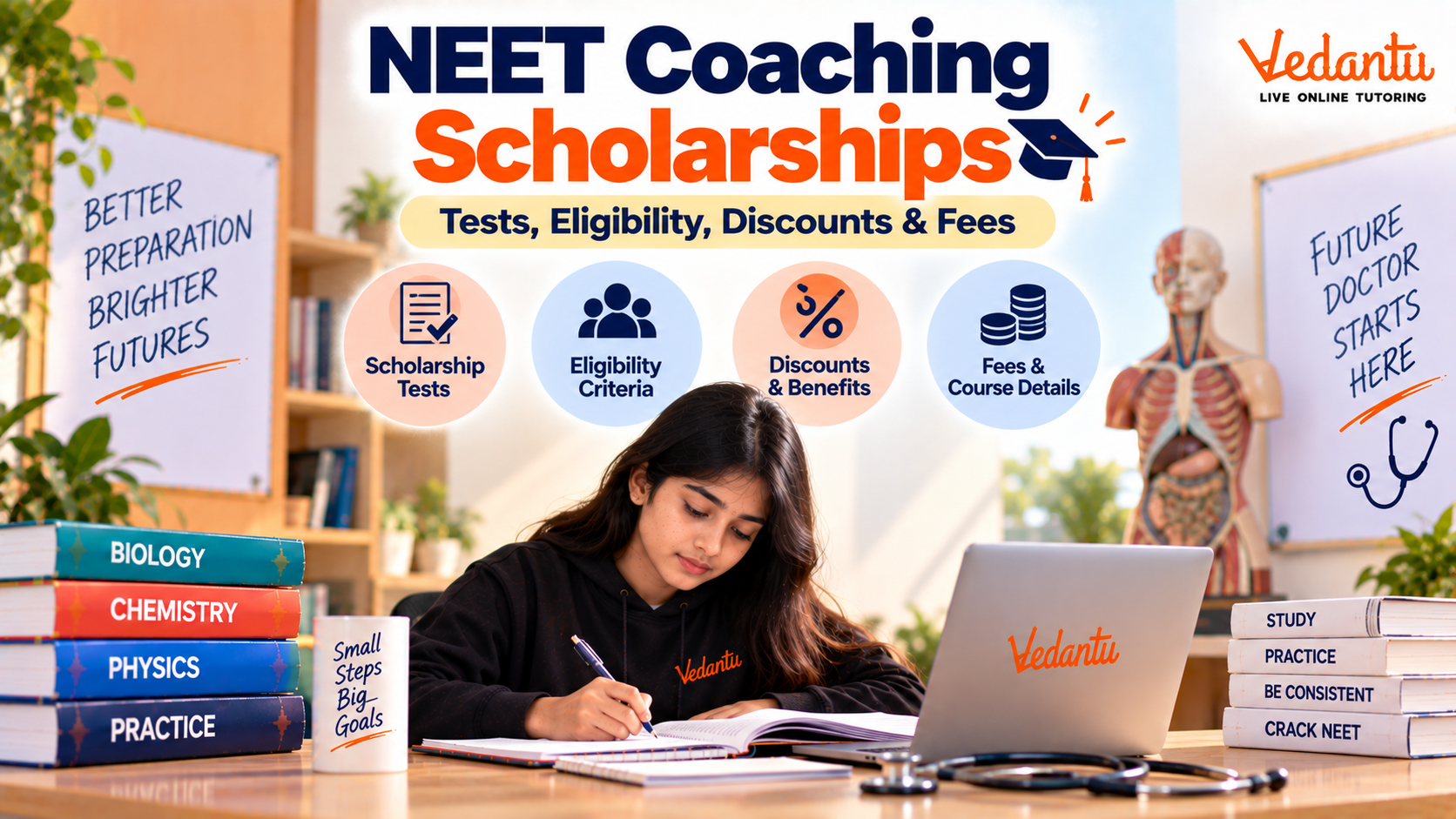 NEET coaching scholarships 2027: tests, eligibility, discounts and fees