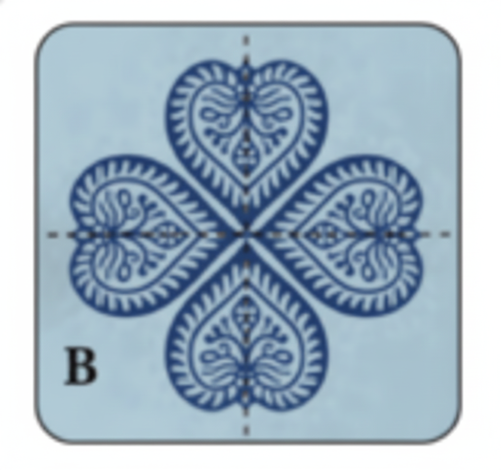 The design A looks the same after every $\frac{1}{4}$ turn