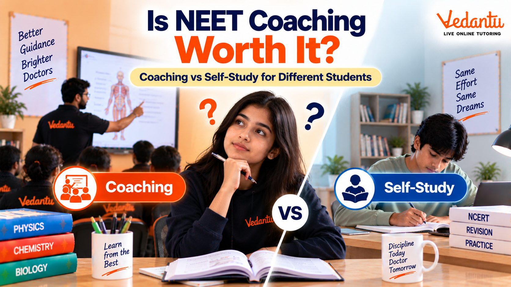 NEET coaching versus self-study for different students