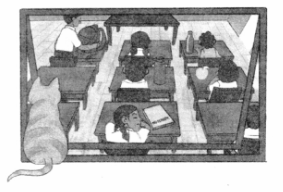 Draw an apple on the third desk of the second row