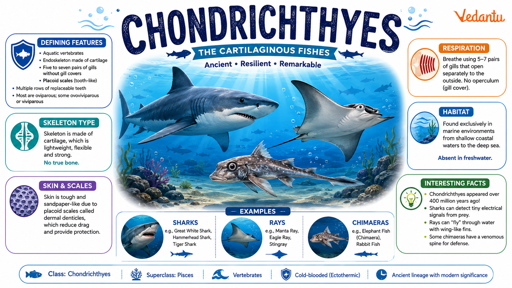Chondrichthyes - cartilaginous fishes like sharks and rays