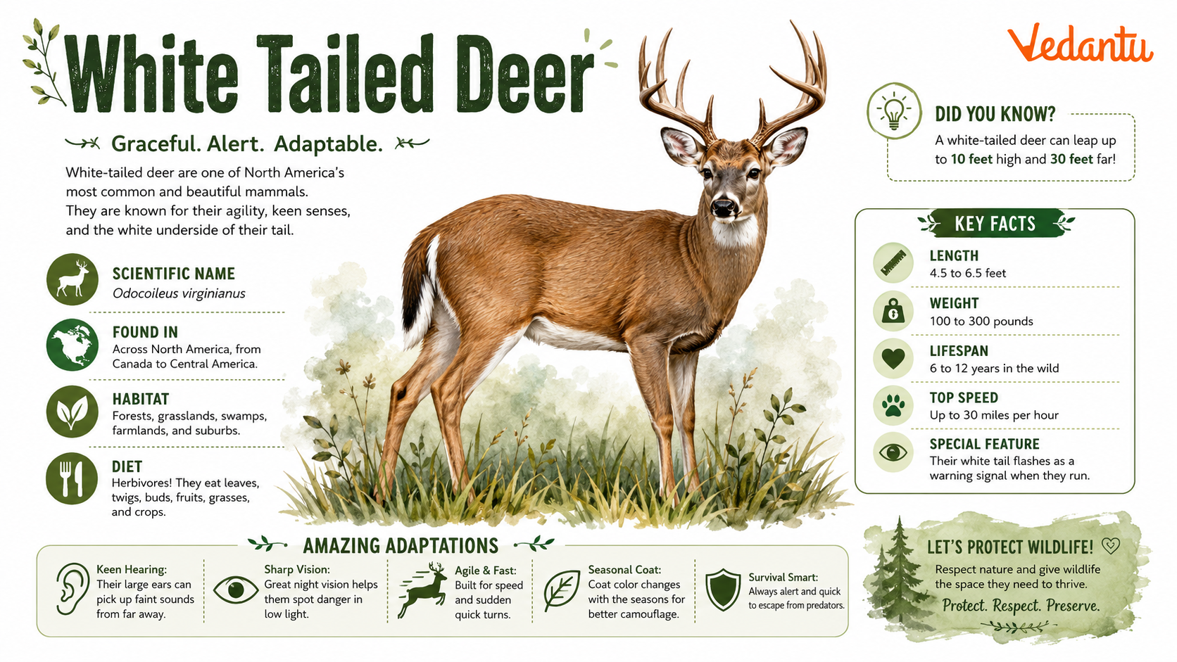 White Tailed Deer standing in natural habitat