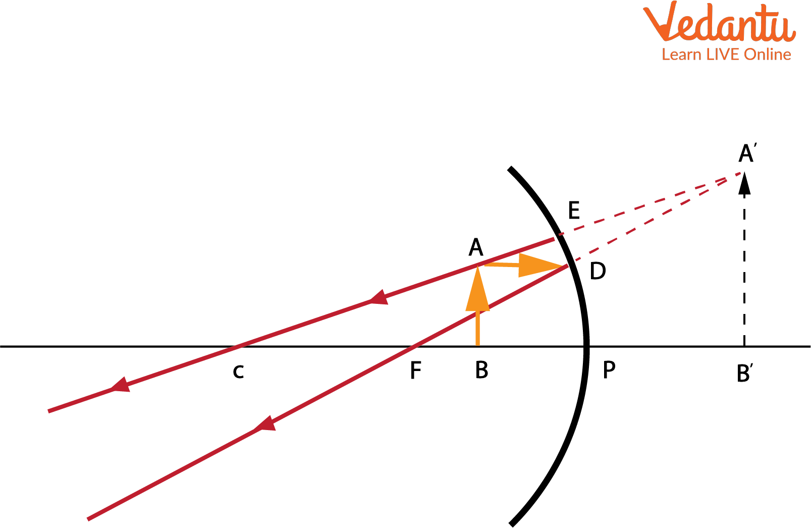 Object AB is between the mirror and the focus