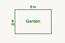 A rectangular garden is 9 meters long and 6 meters wide