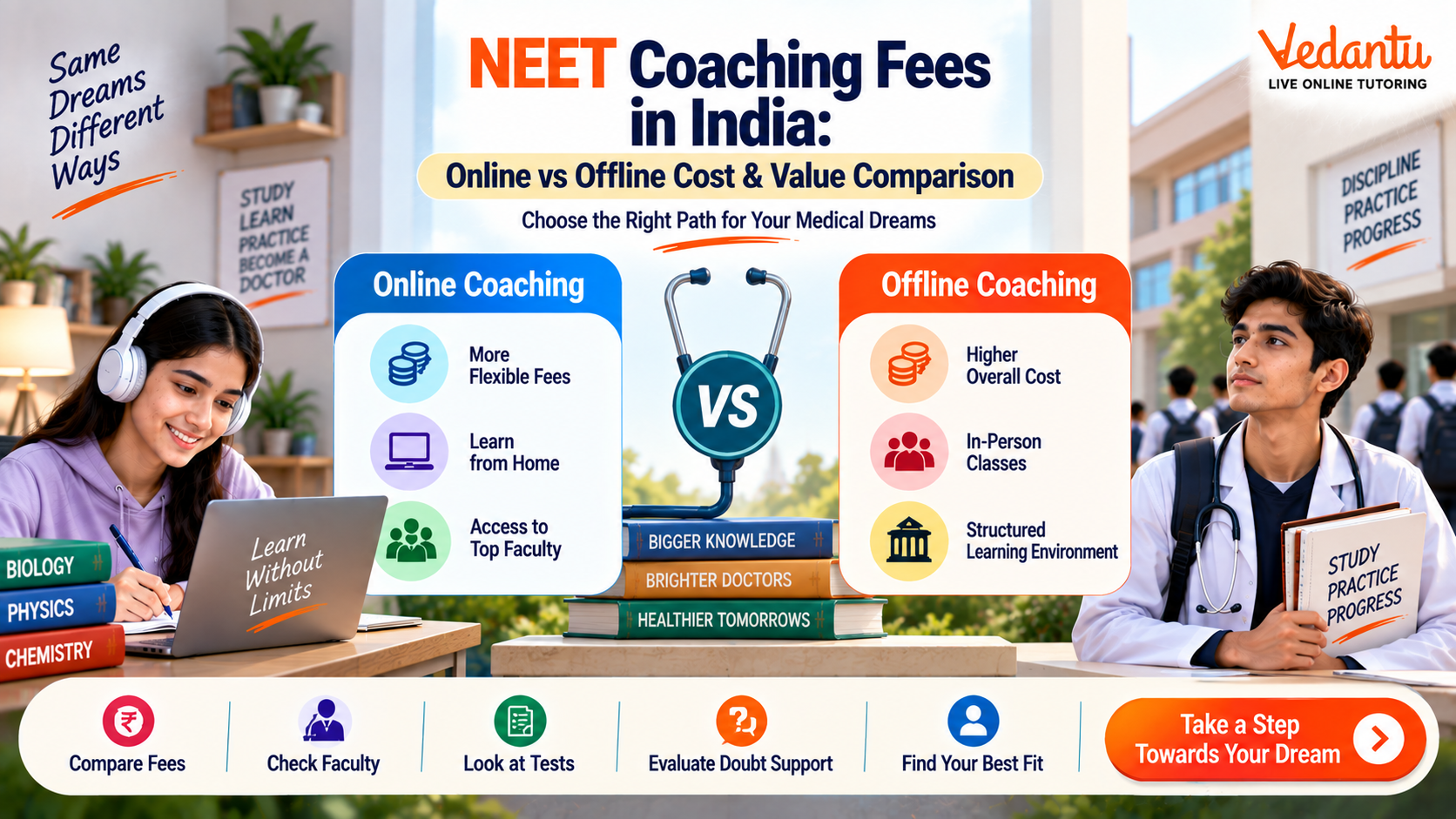 NEET coaching fees and online versus offline value comparison for 2027