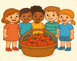 divide 30 apples equally among 5 friends