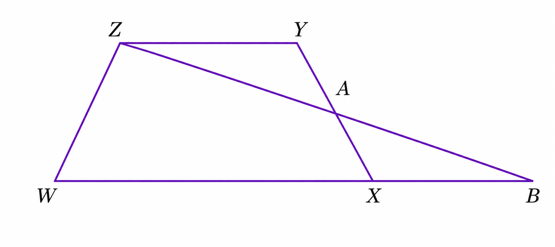 Show that the area of the trapezium ZYXW is equal to the area of ∆ZWB.png