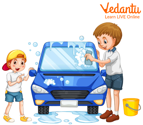 Kids Washing the Car Together