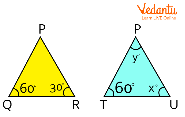 Triangles PQR and PTU given in the question