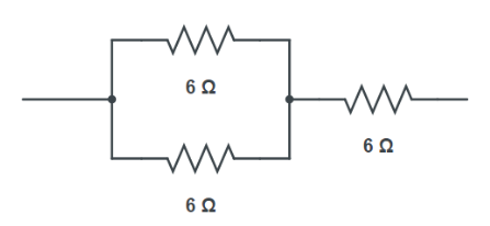 Three different resistances connected to have an equivalent resistance of 3ohm