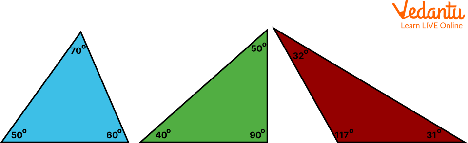The three angles of any above triangle will add up to $180^{\circ}$