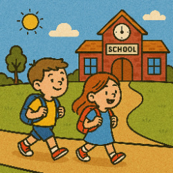 We go to school together every day