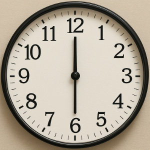 A clock showing 6 o clock