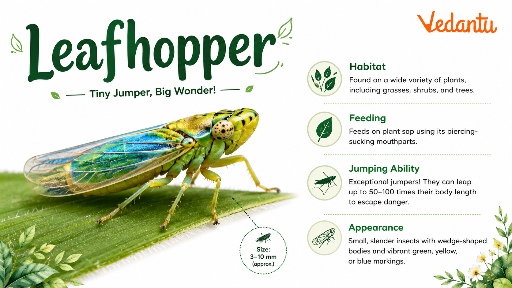Leafhopper insect on a green leaf