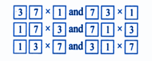 The digits 1, 3 and 7 must be arranged to form a two-digit number and a one-digit multiplier.png