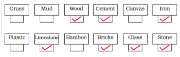 Marked components are used to build a house