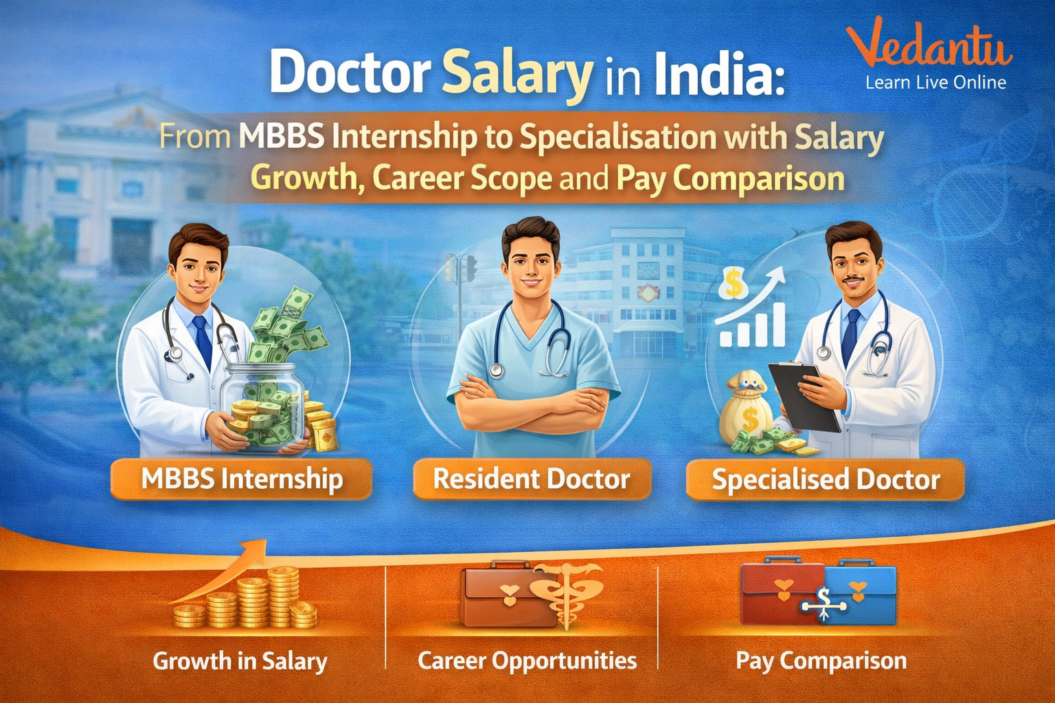 Doctor Salary in India: From MBBS Internship to Specialisation with Salary Growth, Career Scope, and Pay Comparison
