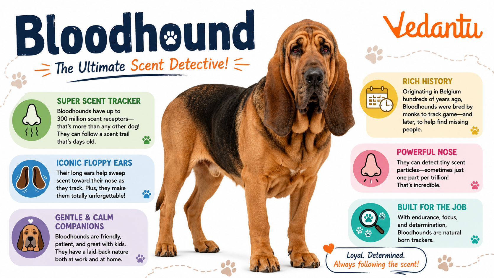 Bloodhound dog with long ears and wrinkled face