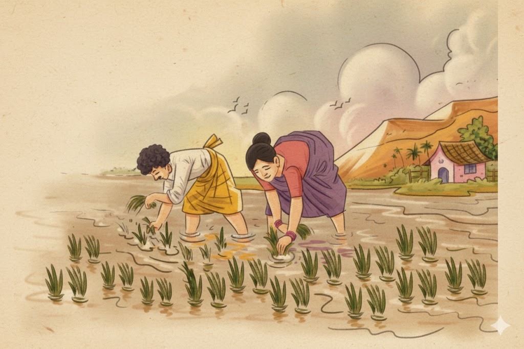 Listen to the talk about paddy cultivation. As you listen, number the events in the correct order in which they happen.