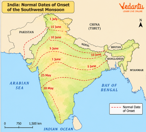 India: Normal Dates of Onset of the Southwest Monsoon