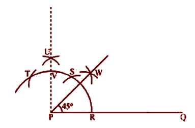 Angle 45 degree at initial point of given ray