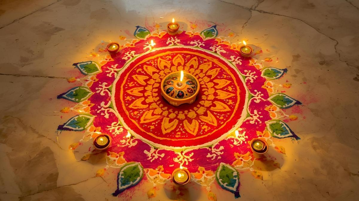 Easy Diya Rangoli