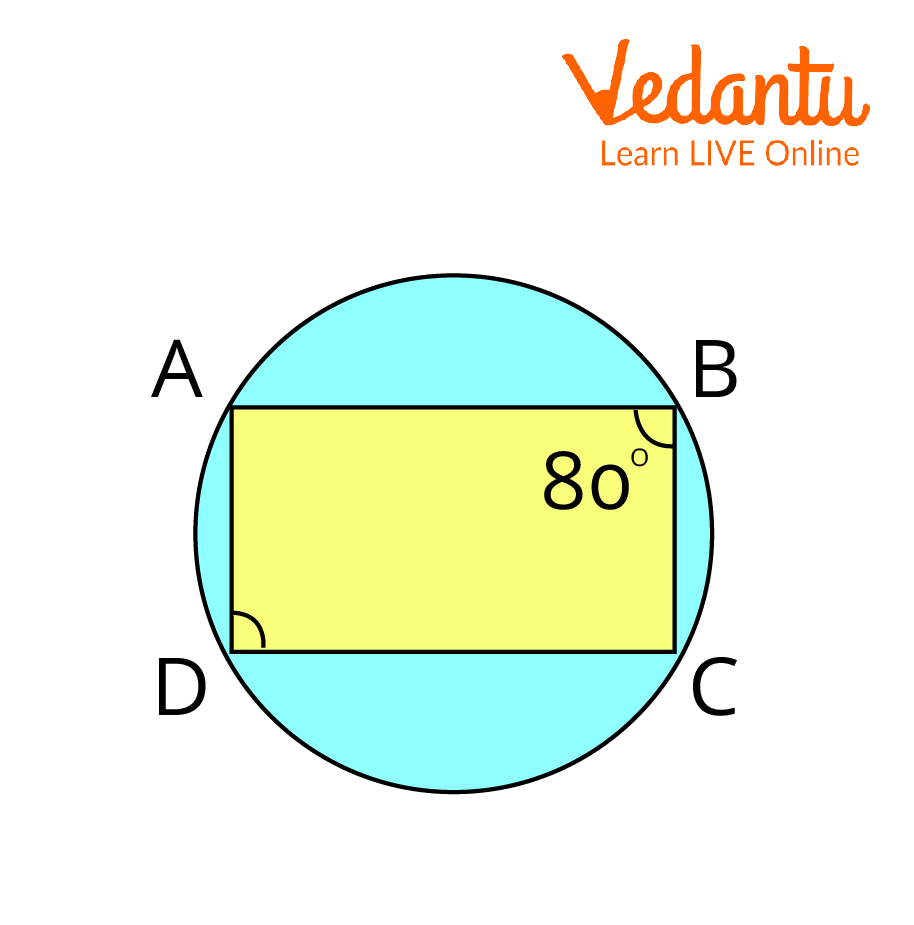 ABCD is a cyclic quadrilateral with angle B is 80 degrees